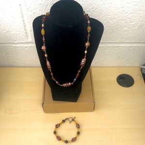 2 pieces wedding cake rose gold wedding cake beaded necklace and floral bracelet